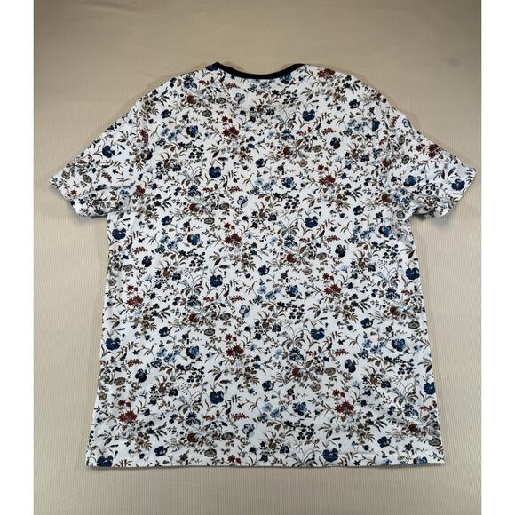 Perry Ellis Men’s XXL Floral Print T-Shirt White Blue Red Pima Cotton Crew Neck - Picture 3 of 10